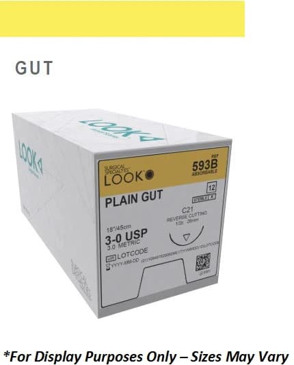 Sharpoint Plus Plain Gut Suture, 4-0, 18" (45cm), Reverse Cutting, 1/2 Circle 26mm, Natural, 12/Box thumbnail 2