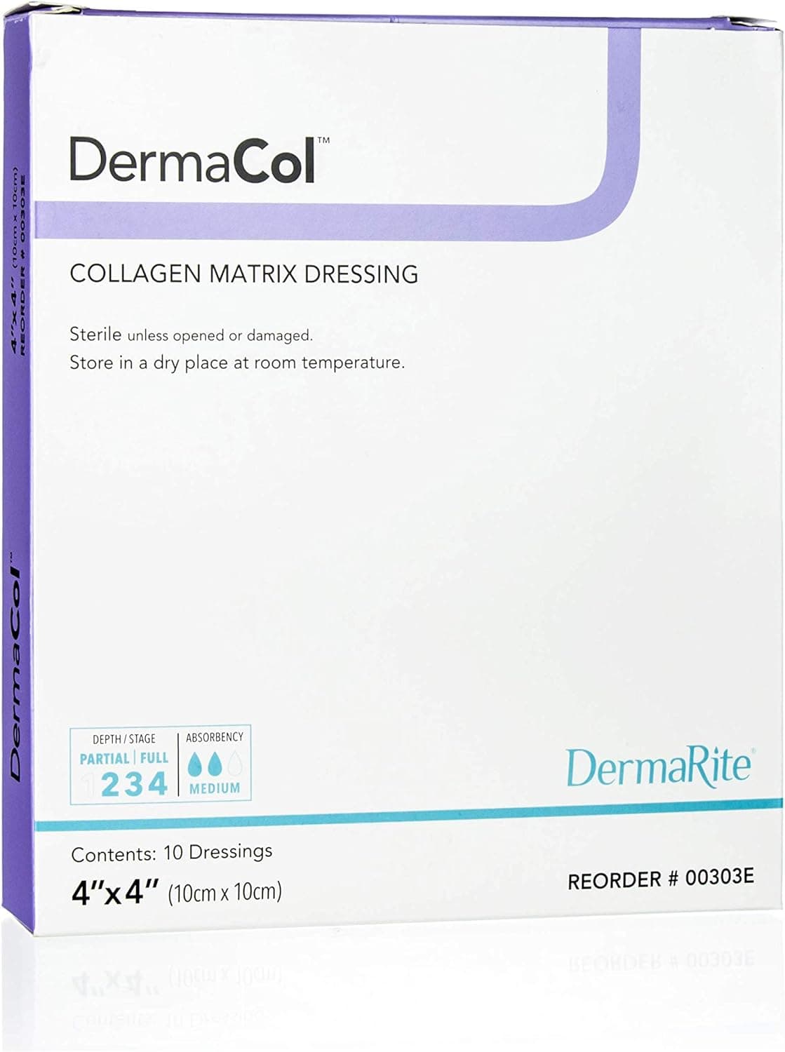 DermaCol Collagen Matrix Dressing, 4x4" Sterile Square - Dressing Collagen DermaCol - Image 1