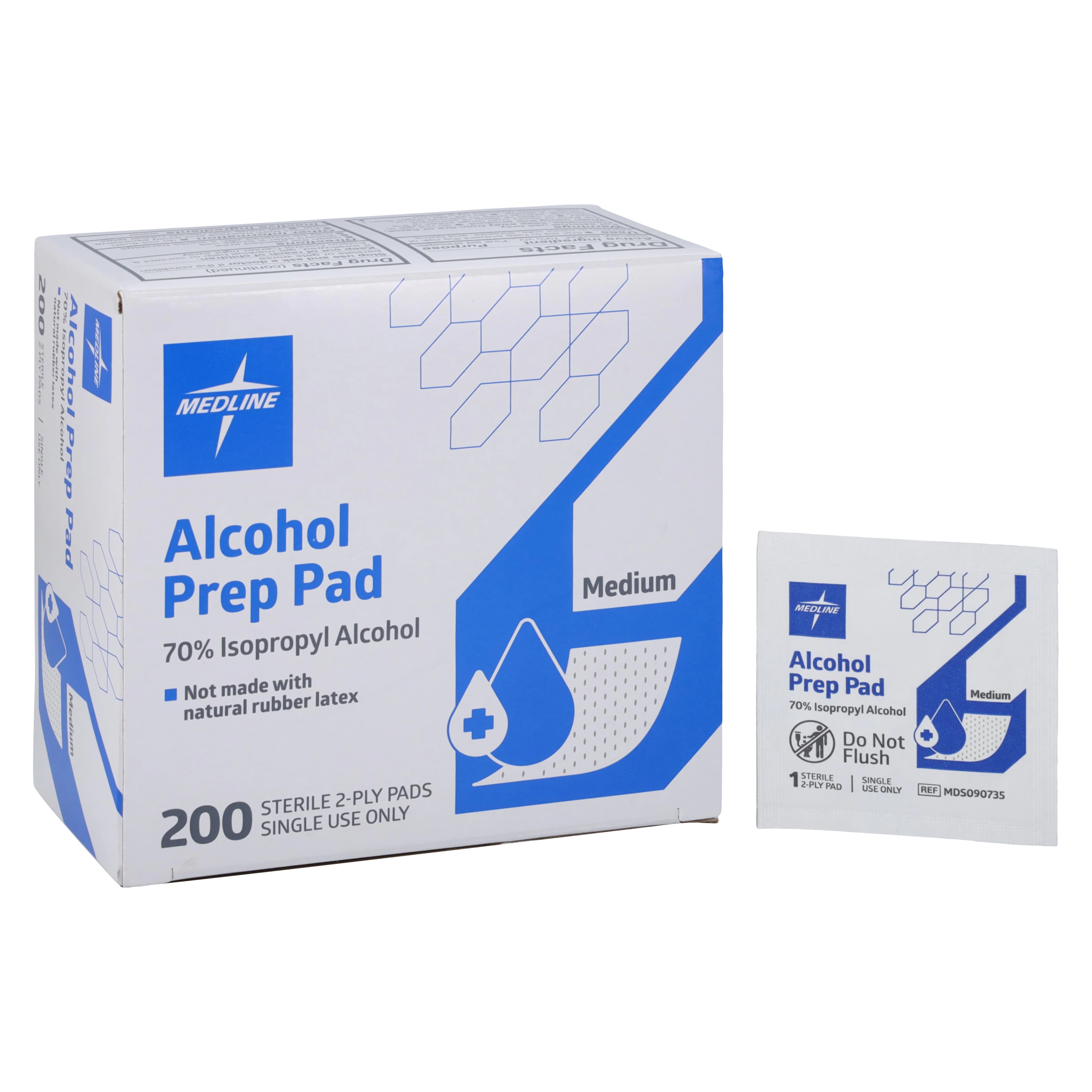 Medline Alcohol Prep Pad, 2-Ply, Non-Woven Cloth, Medium, Sterile thumbnail 2
