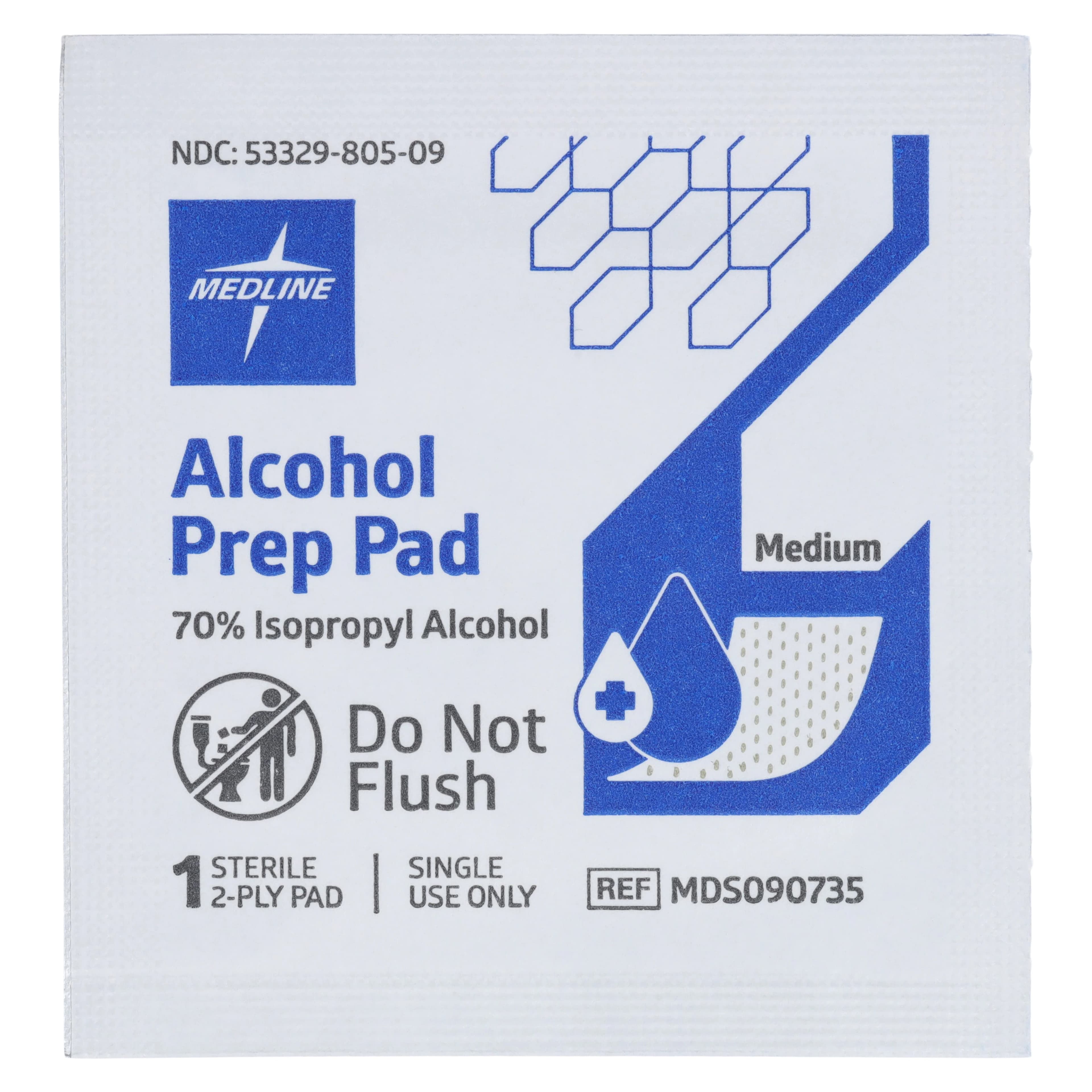 Medline Alcohol Prep Pad, 2-Ply, Non-Woven Cloth, Medium, Sterile thumbnail 3