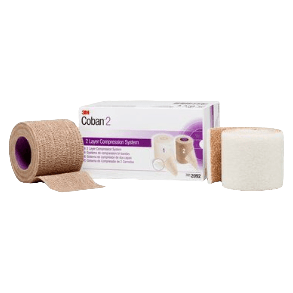 Coban 2 Compression System Wrap, Polyester/Polyurethane, 2" x 1.3 yd / 2" x 3 yd, Beige/Tan, 8 Kits/Case thumbnail 2