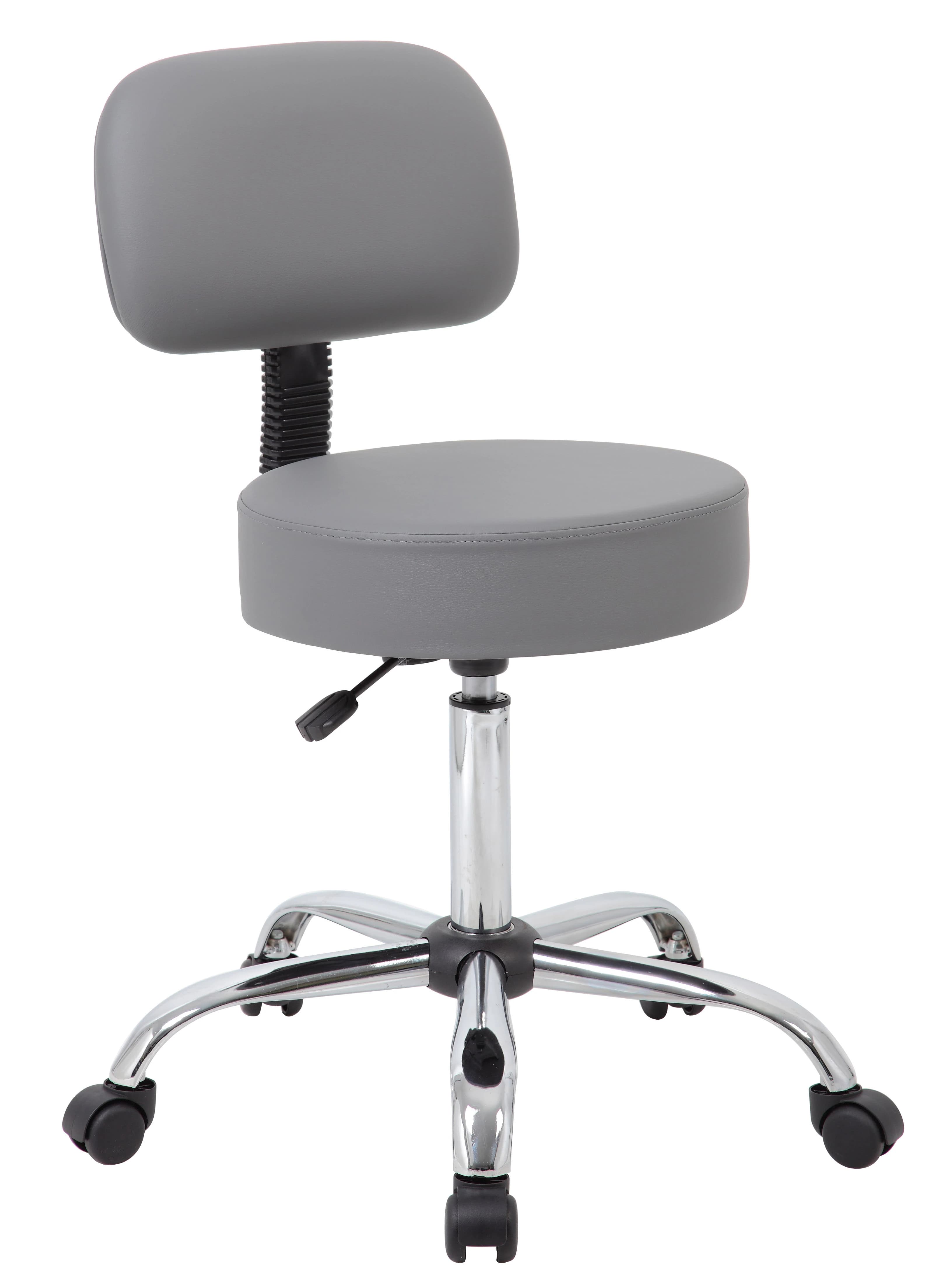 Boss Office Products Caressoft Medical Stool, Gray, 24"W x 24"D x 33.5"-39.5"H - Gray Caressoft Medical Stool, - Image 1