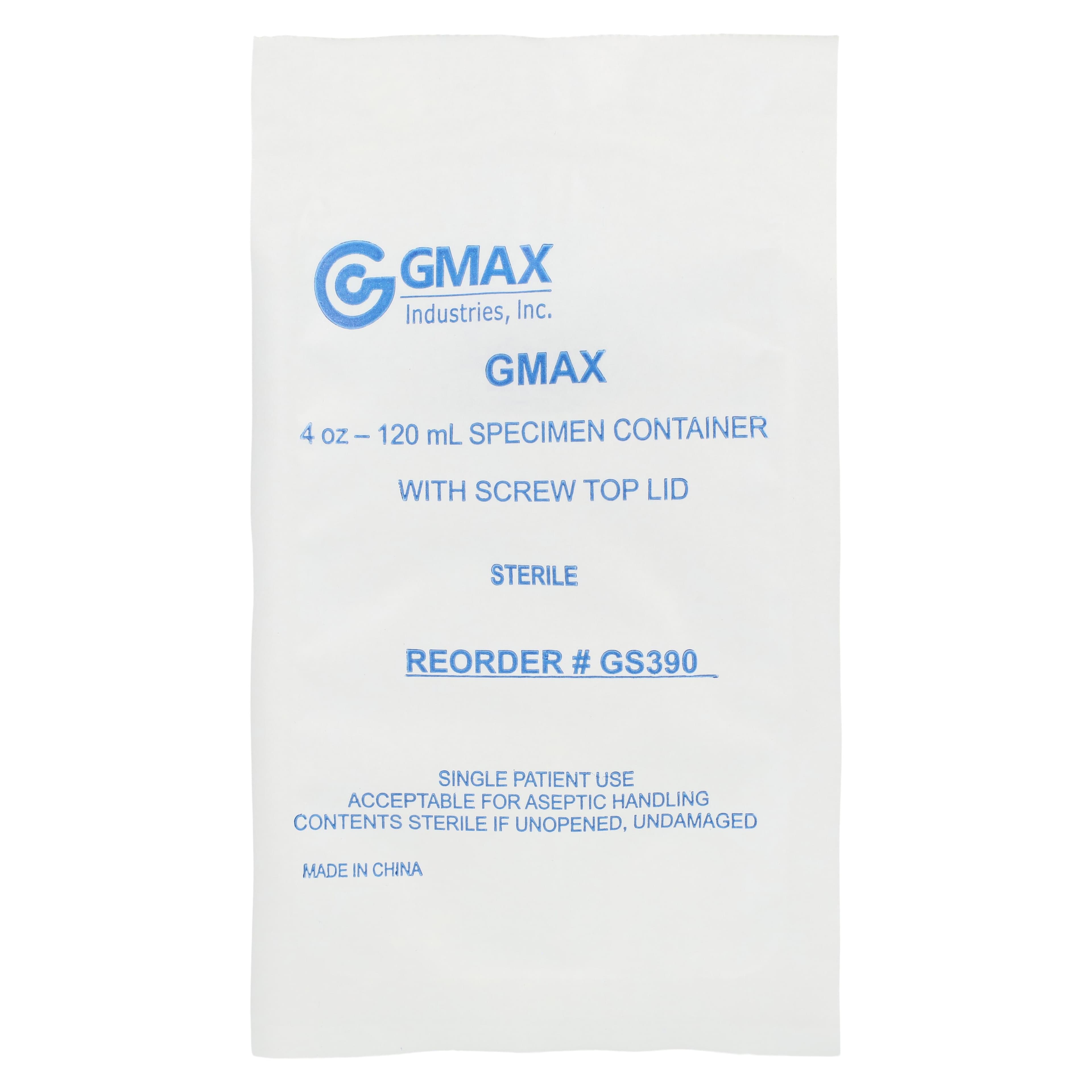 GMAX Industries Specimen Container, 120 mL, Sterile, Graduated, Clear, Peel Pouch, 100/Case thumbnail 2