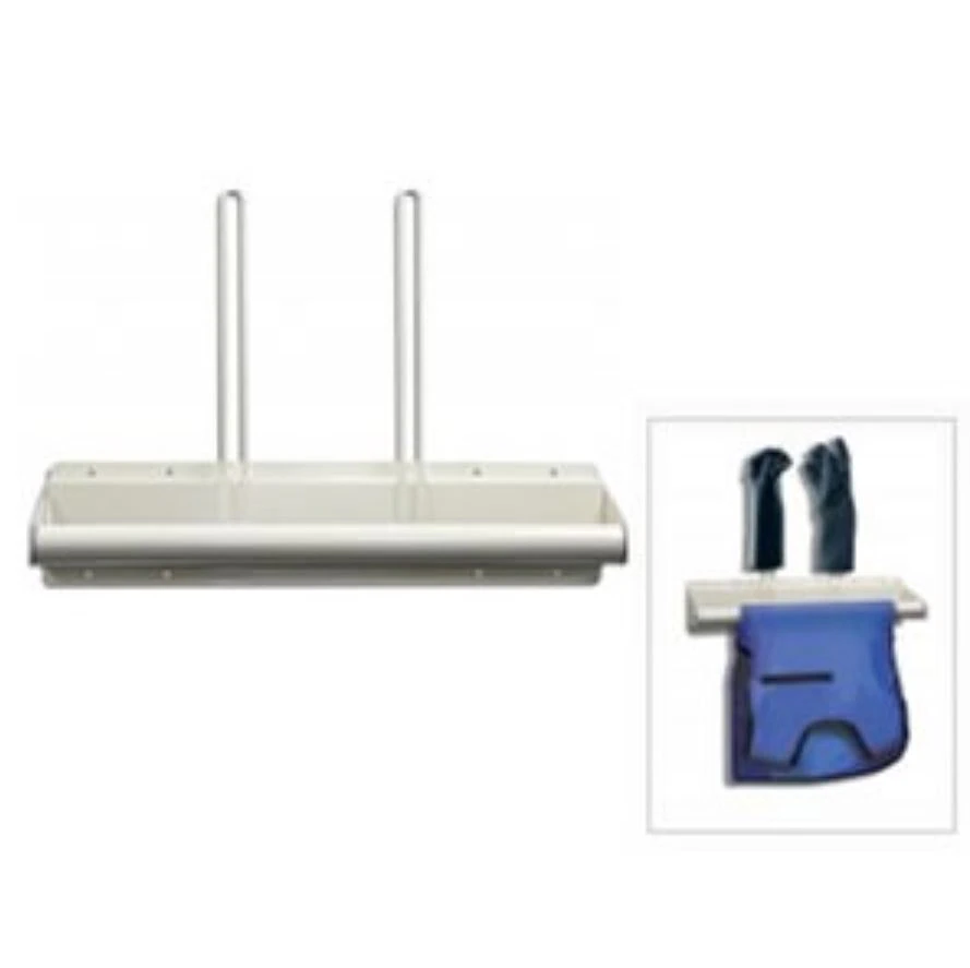 Techno-Aide Rack Apron and Glove 2 Holder, Almond Steel, 16" and 24" Mounting Holes - Rack Apron and Glove 2 Holder - Image 1
