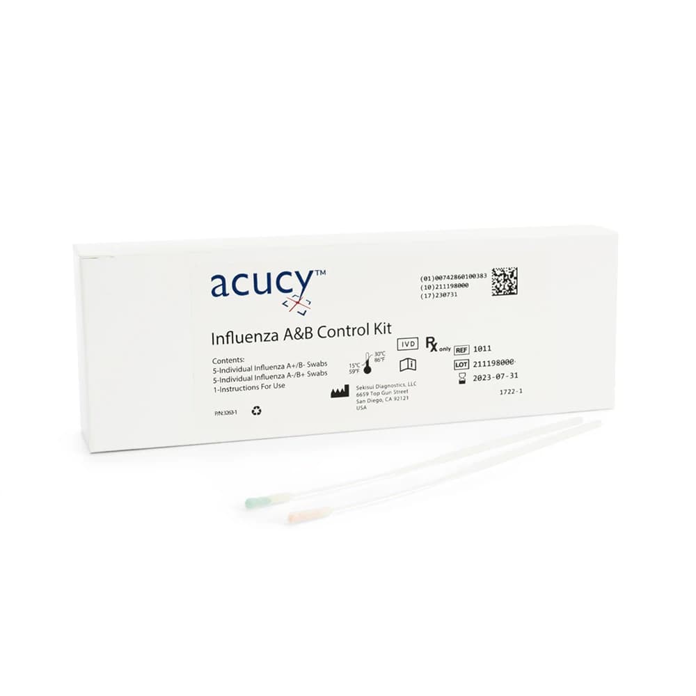 Acucy Influenza A/B Positive/Negative Rapid Test Control, 5 Positive & 5 Negative, 10/Package - Acucy Influenza A&B Control - Image 1