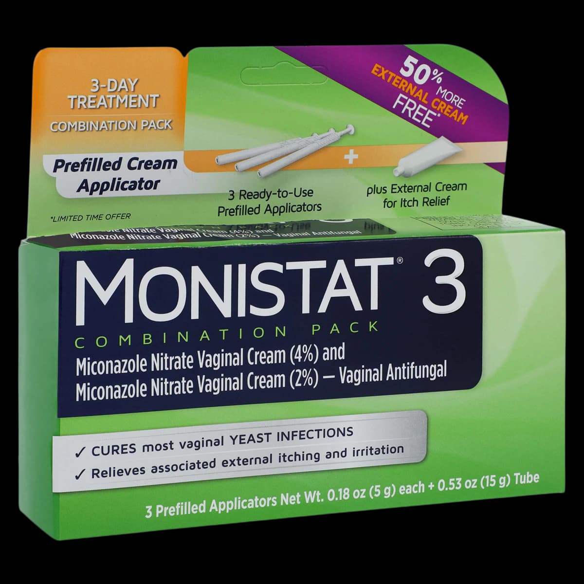 Monistat 3-Day Combination Pack, Prefilled Applicators, 3/Box - Monistat-3 Day Combo Cream - Image 1