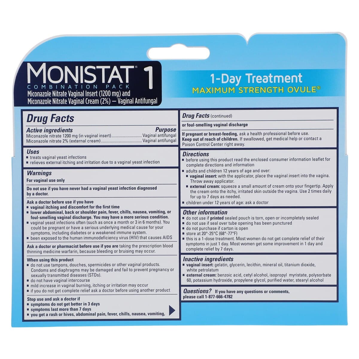 Monistat 1-Day Combo Pack Vaginal Cream, 1 Box thumbnail 3