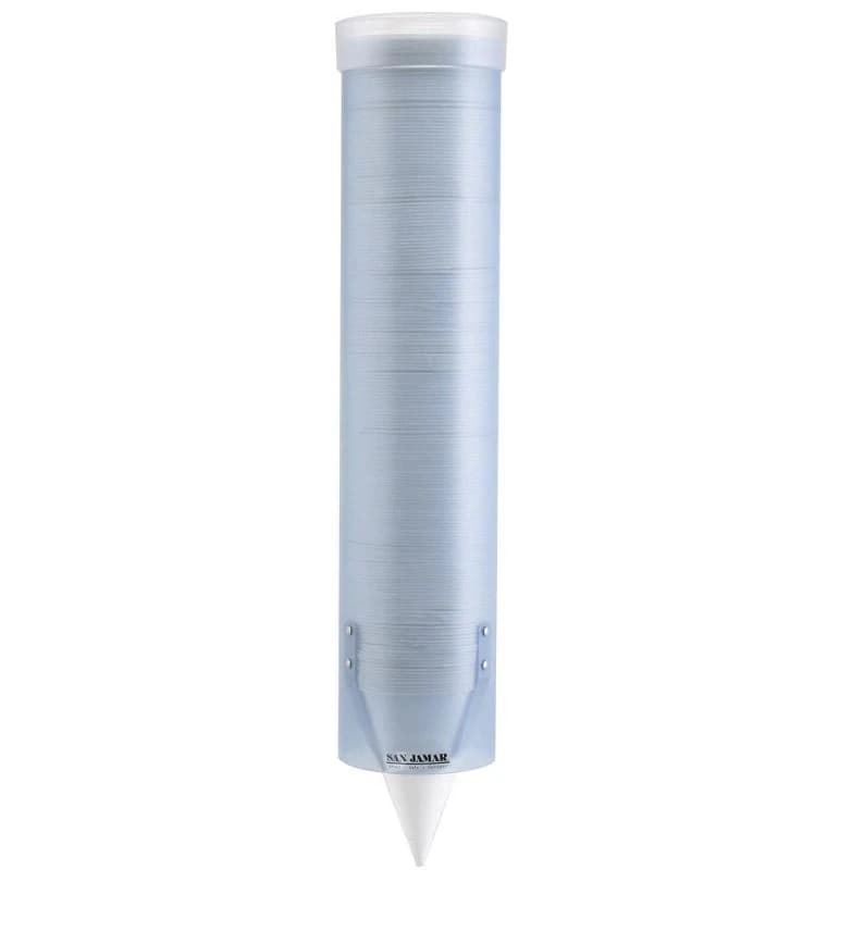 San Jamar Adjustable Frosted Blue Dispenser Cup, 16 x 3-1/4" - Dispenser Cup 16x3-14" Medium - Image 1