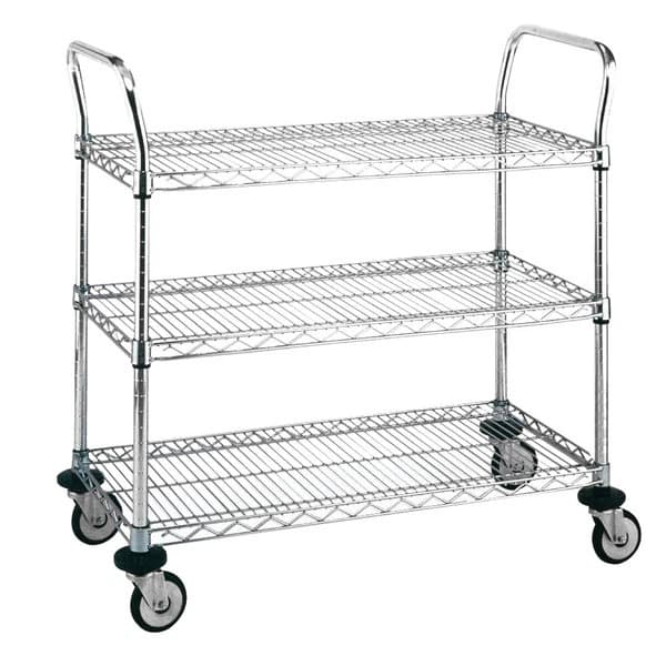 Intermetro Industries Cart Utility Super Erecta Stainless Steel 18x36x38" 3 Shelf Standard Duty - Cart Utility 18x36x38" 3 Shelf - Image 1