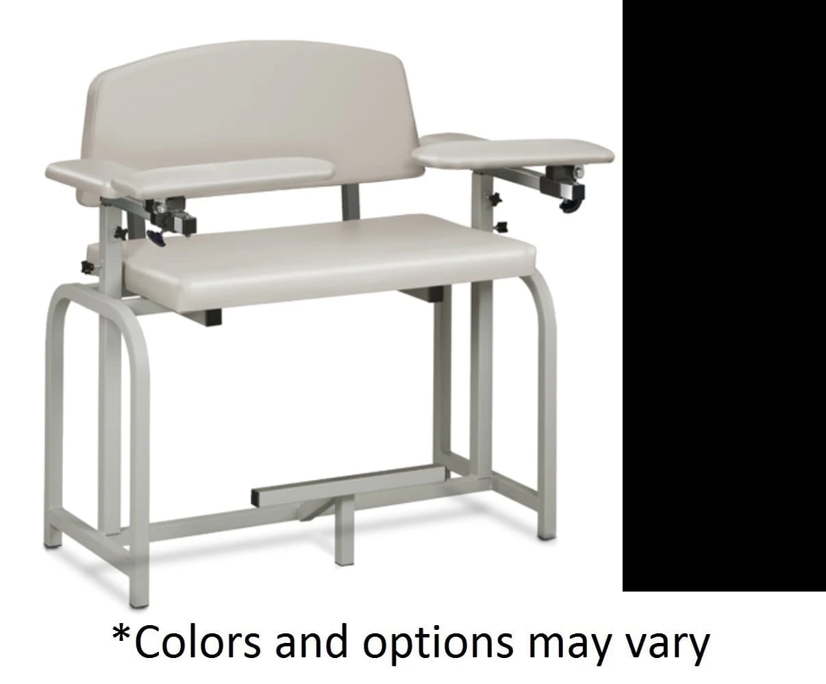 Clinton Industries Lab X Series Blood Draw Chair, Extra Wide/Extra Tall, Black Powder Coated, 400 lb Capacity - Chair Blood Draw XWide/XTall - Image 1