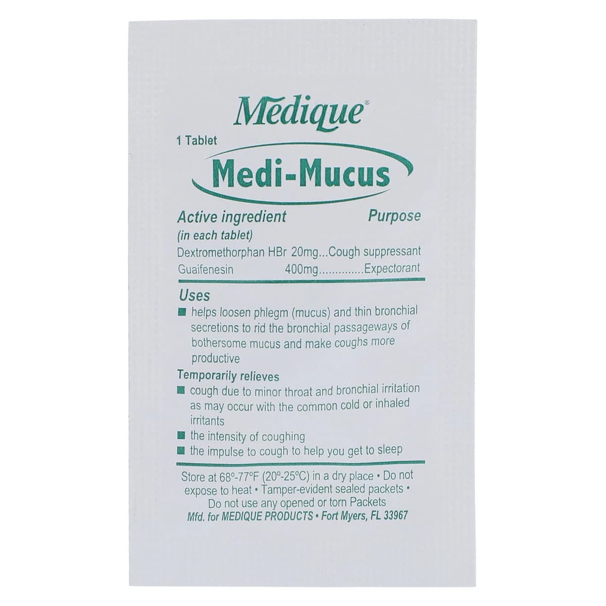 Medique Medi-Mucus Cough/Cold Tablets, 20mg/400mg, 50 per Carton thumbnail 3