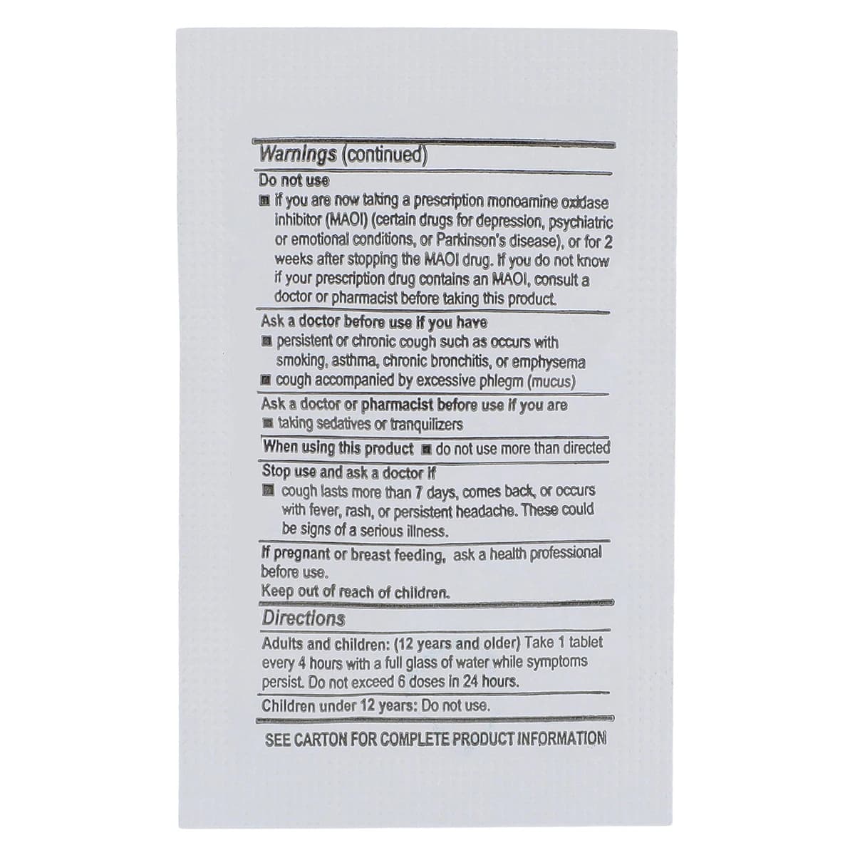 Medique Medi-Mucus Cough/Cold Tablets, 20mg/400mg, 50 per Carton thumbnail 4