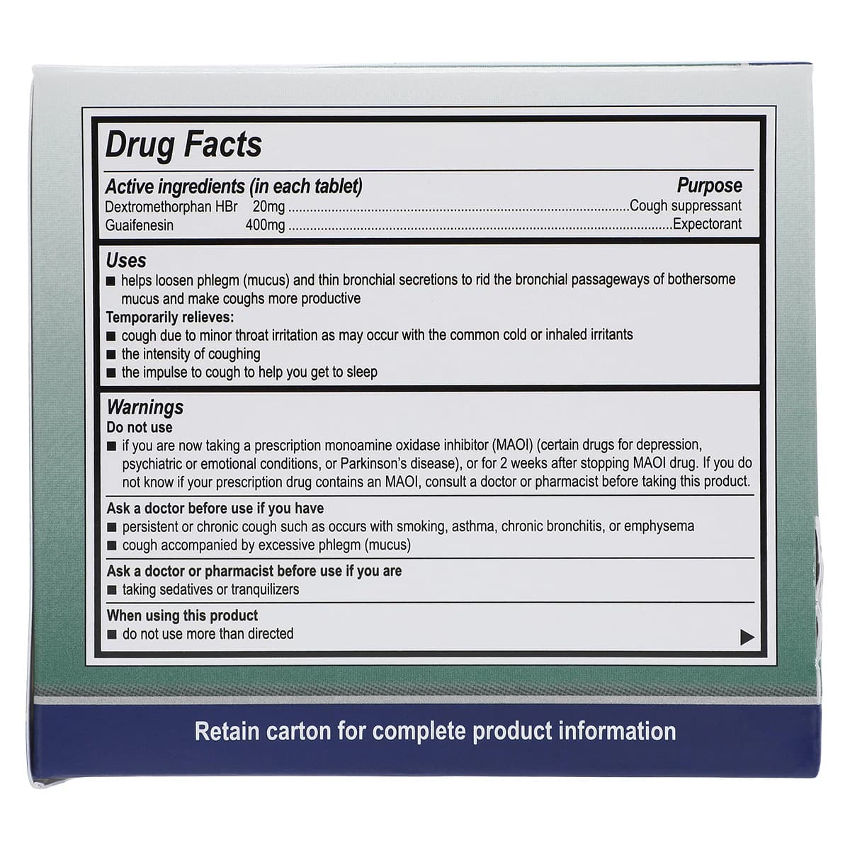 Medique Medi-Mucus Cough/Cold Tablets, 20mg/400mg, 50 per Carton thumbnail 5