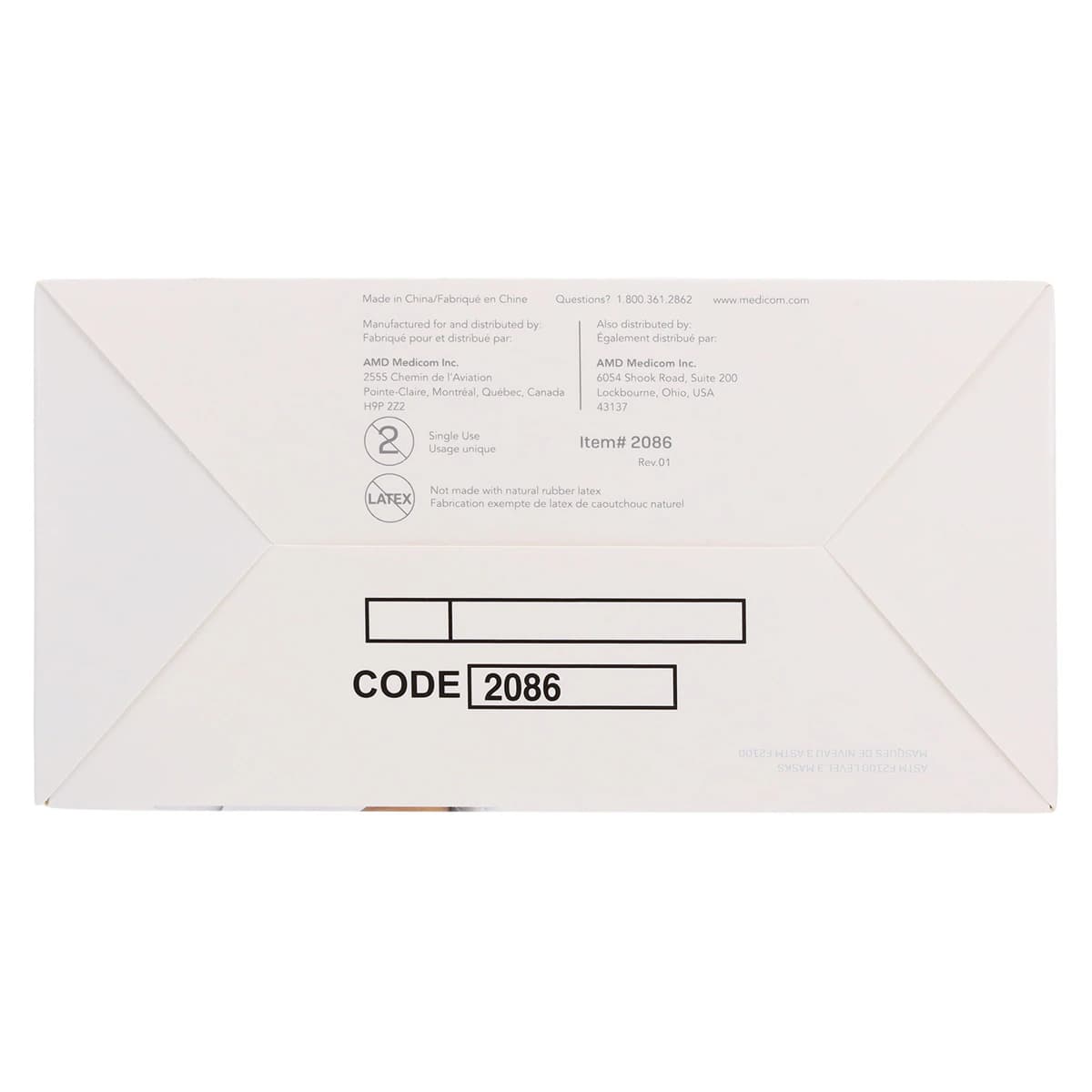 Medicom SafeMask SofSkin Earloop Face Mask, ASTM Level 3, White, 50/Box, 2086 thumbnail 10