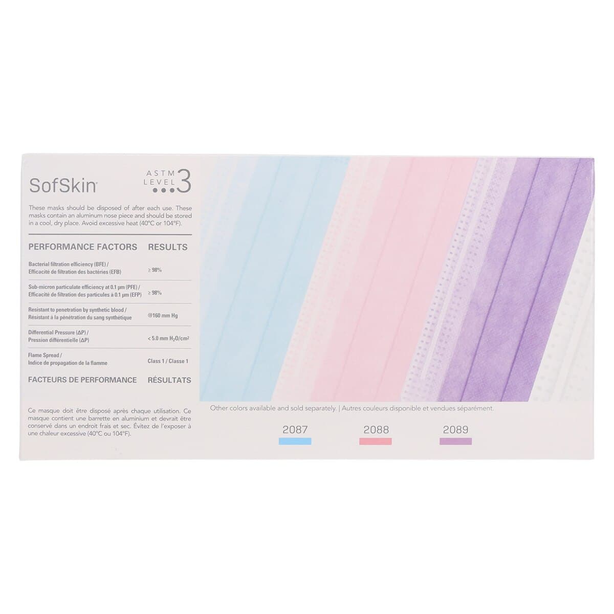 Medicom SafeMask SofSkin Earloop Face Mask, ASTM Level 3, White, 50/Box, 2086 thumbnail 6