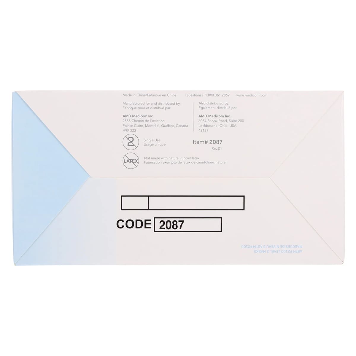 Medicom SafeMask SofSkin Earloop Face Mask, ASTM Level 3, Blue, 50/Box, 2087 thumbnail 10