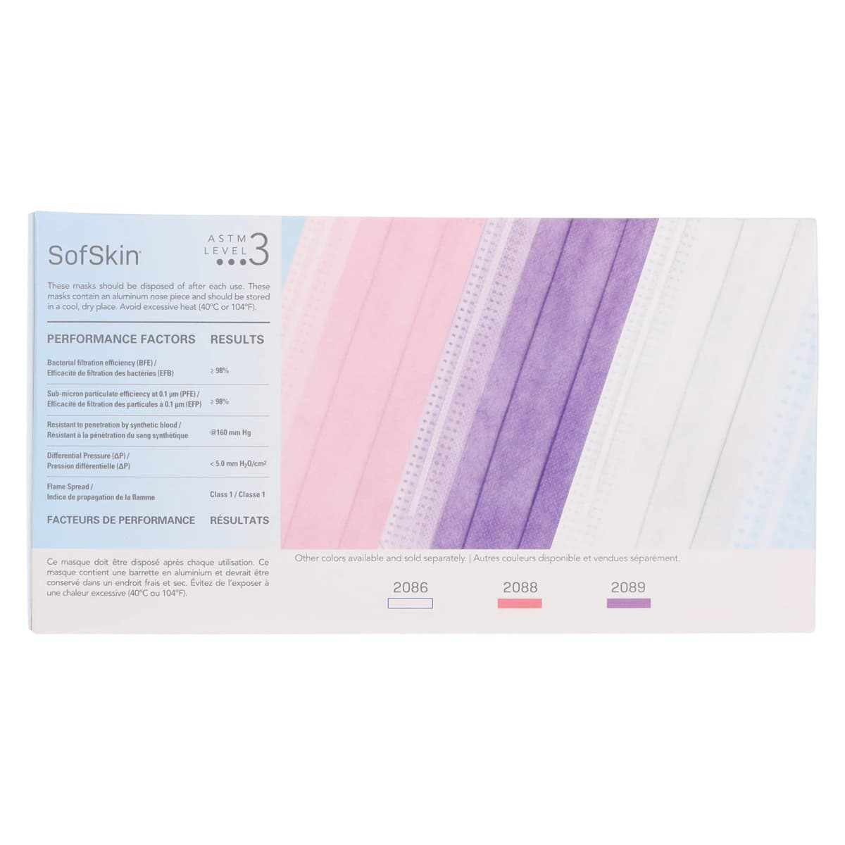 Medicom SafeMask SofSkin Earloop Face Mask, ASTM Level 3, Blue, 50/Box, 2087 thumbnail 6