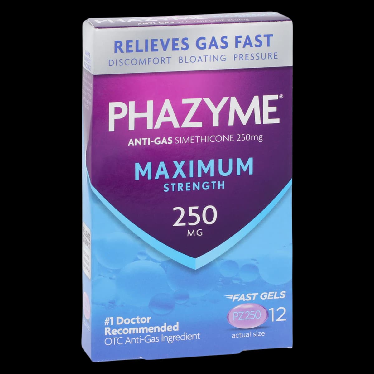Phazyme Max Strength Gas Relief Softgels, 250 mg, 12/Box - Phazyme Max Strength Softgel - Image 1