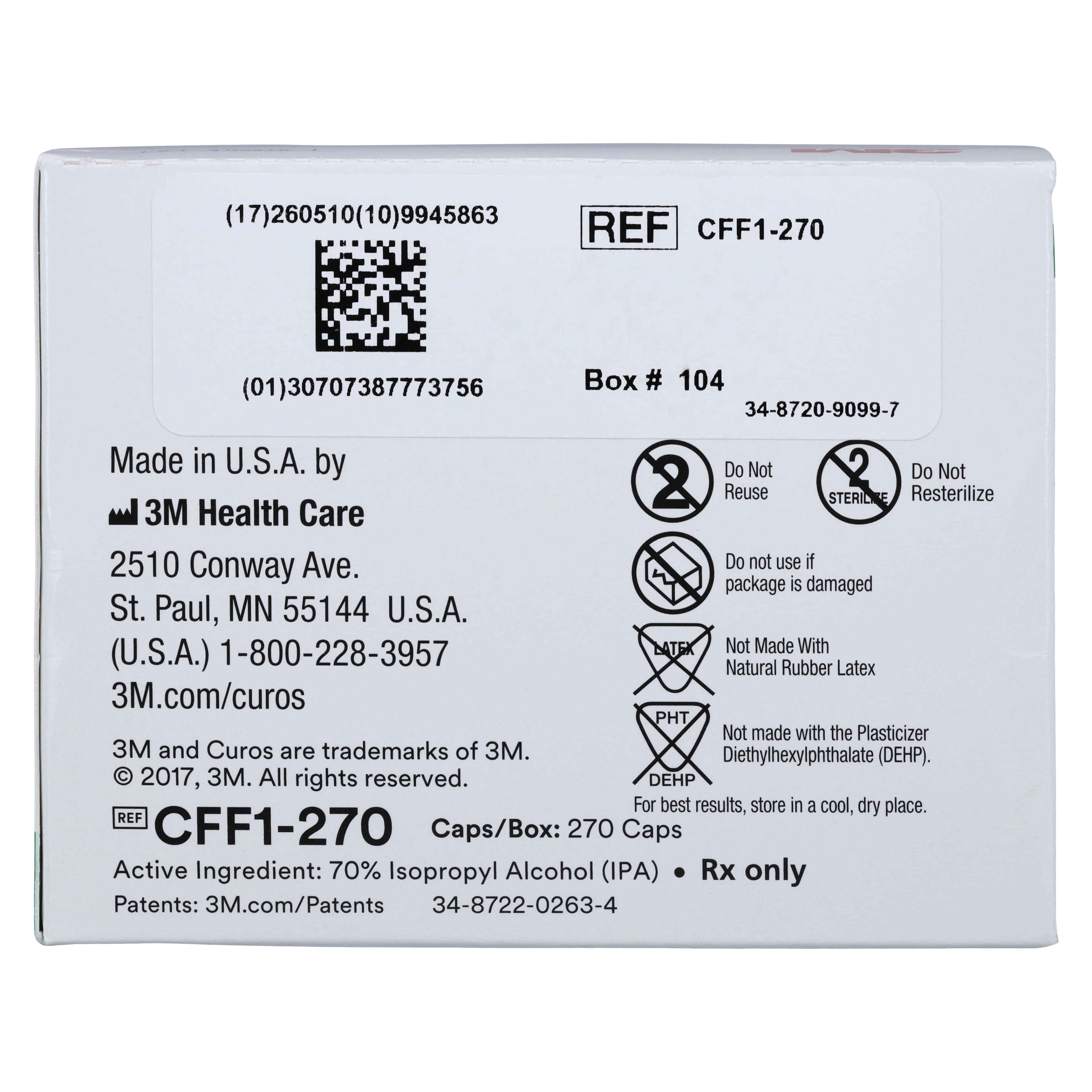 3M Curos Disinfecting Port Protectors for Needleless IV Connectors, Sterile, 270/Box, CFF1-270 thumbnail 6