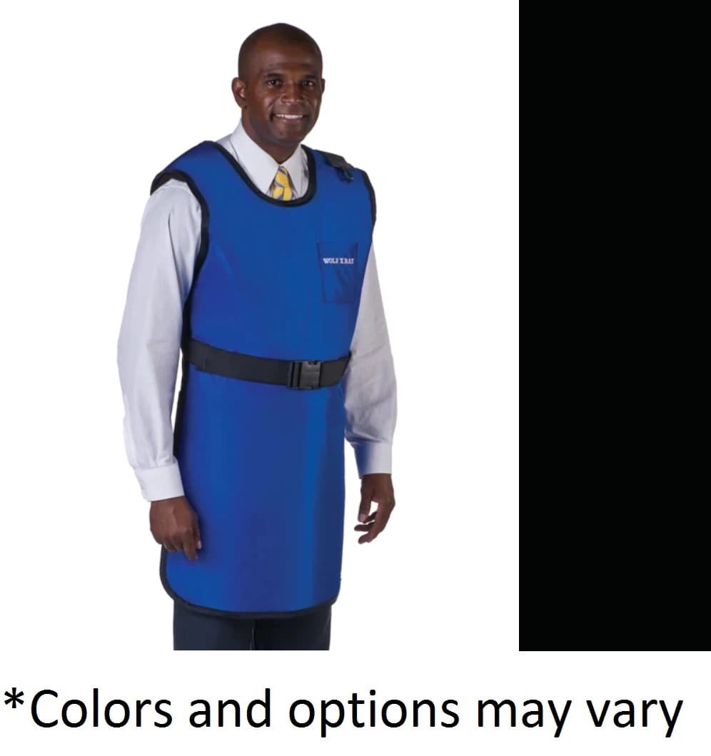 Wolf X-Ray Lead-Free X-Ray Apron/Coat, Black, XL, 25x40", 0.5mm Lead Equivalence, with 2" Wide Adjustable Belt - Apron X-Ray Lead Free XL Black - Image 1