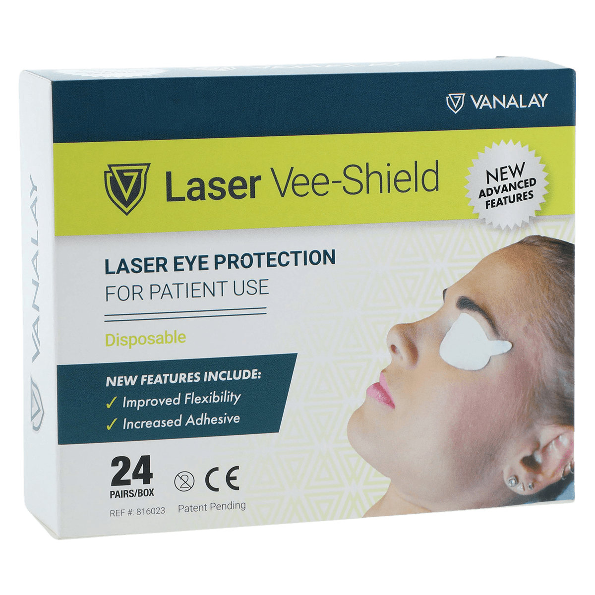 Vanalay Laser Vee-Shield Safety Eye Shield, White, 24/Box - Laser Vee-Shield - Image 1