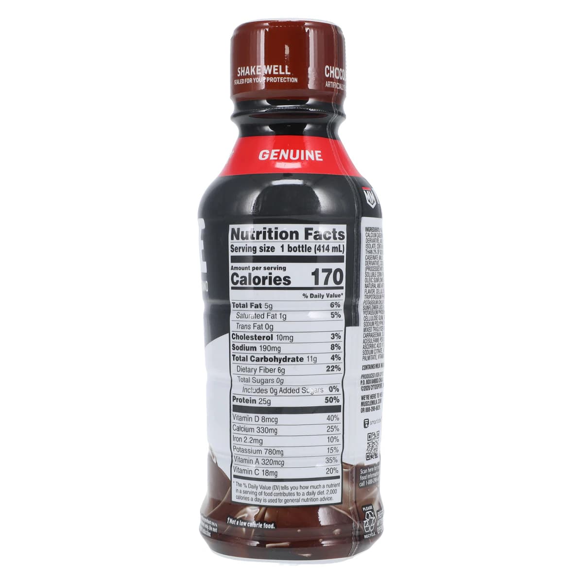 Muscle Milk Genuine Protein Drink, Chocolate, 14 oz Bottle, 12/Case thumbnail 2