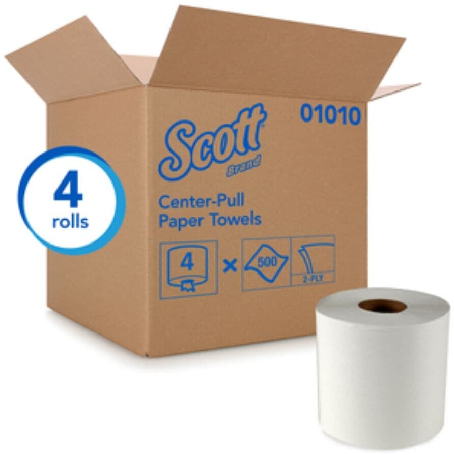 Kimberly-Clark Scott Essential CenterPull Towels, 2-Ply, 8" x 15", White, 500/Roll, 4 Rolls/Case, 09335 - Scott Essential CenterPull Tow - Image 1