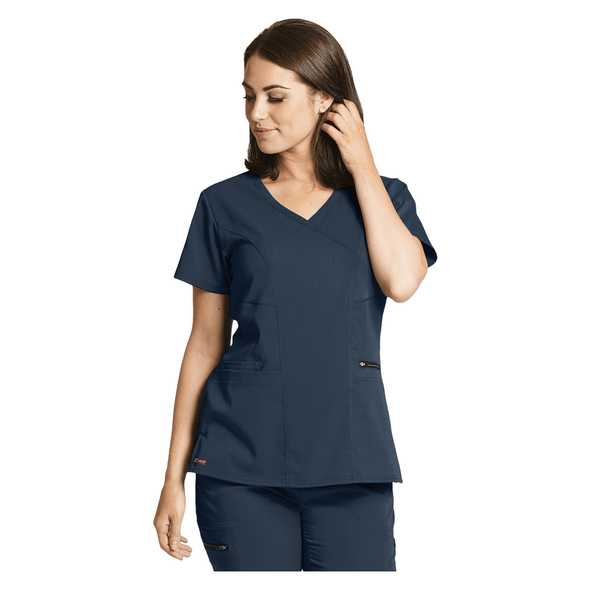 Barco Uniforms Kim Scrub Top V-Neck 3 Pocket, Greys Anatomy Stretch, Womens, Modern Fit, 3X Large, Steel - Kim Scrub Top V-Neck 3Pkt - Image 1