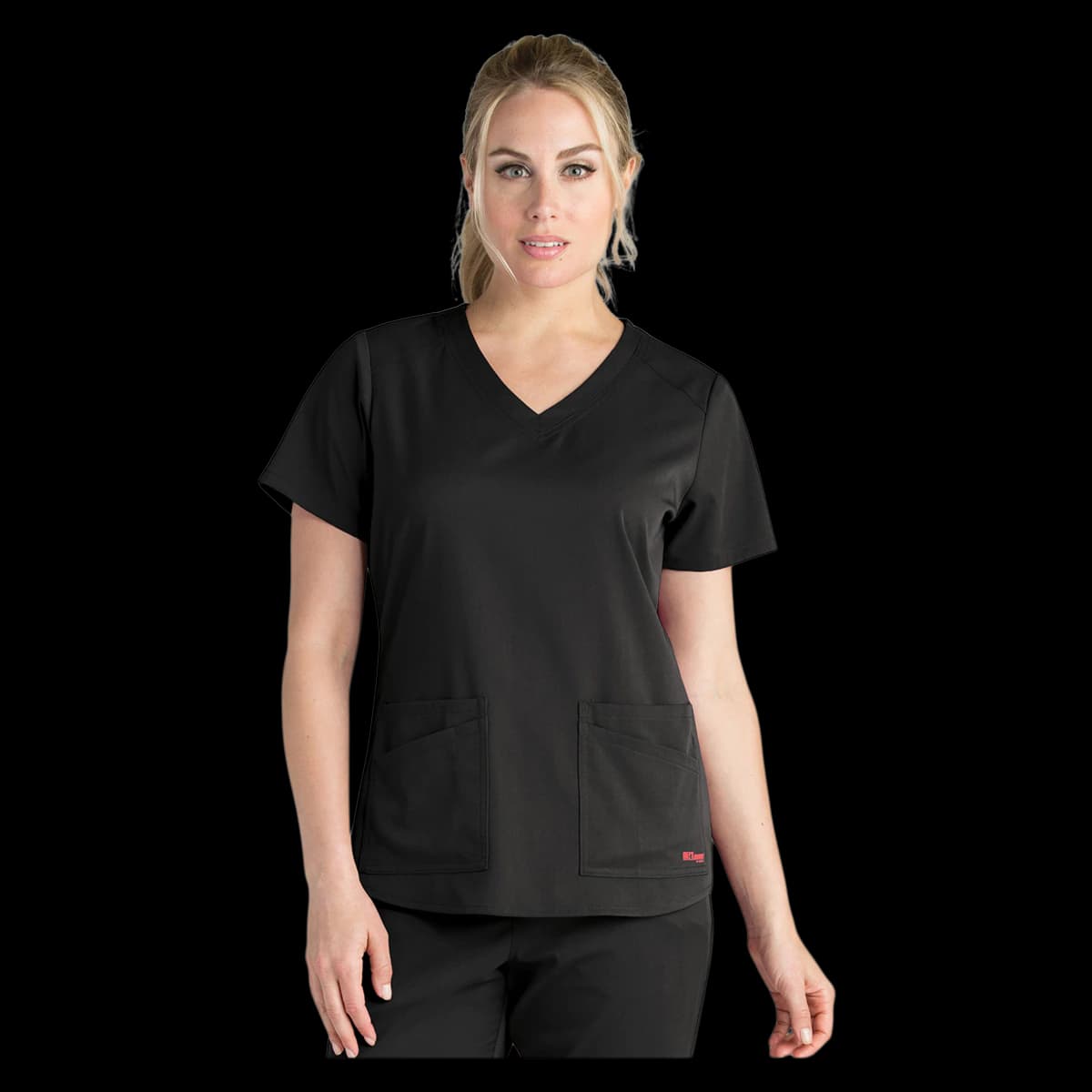 Barco Uniforms Emma Scrub Top, Greys Anatomy Stretch, Women's V-Neck, 4 Pockets, X-Large, Black - Emma Scrub Top - Image 1