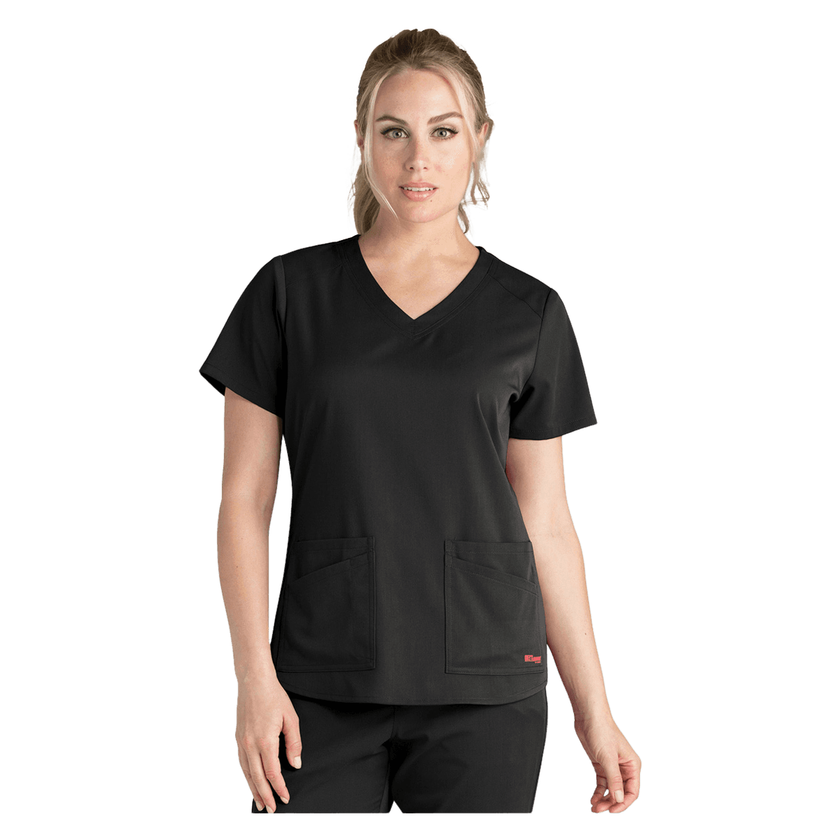 Grey's Anatomy by Barco Emma Women's V-Neck Stretch Scrub Top, Black, 5X-Large, Each - Emma Scrub Top - Image 1