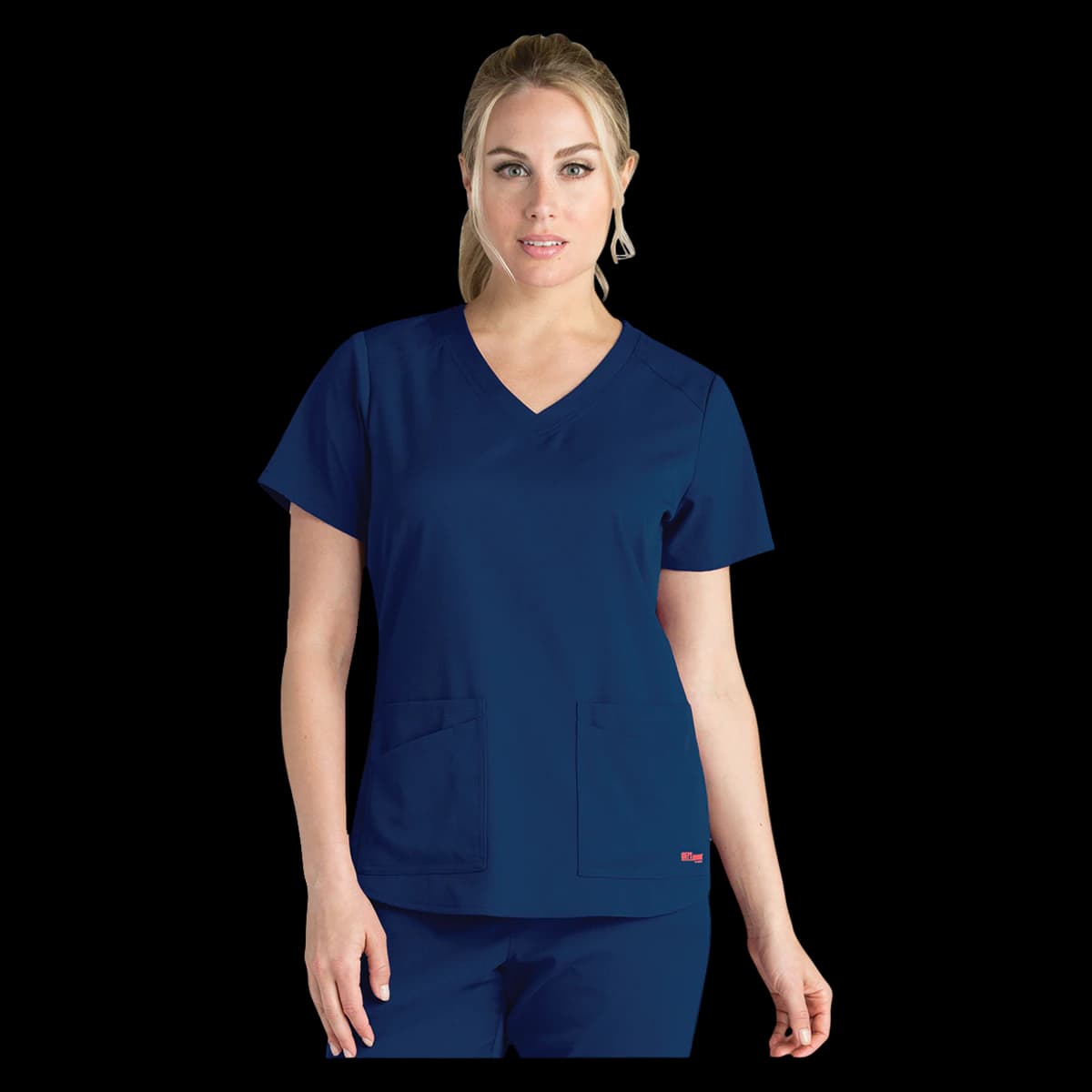 Emma Scrub Top, Greys Anatomy Stretch, Women's V-Neck, 4 Pockets, 3X Large, Indigo - Emma Scrub Top - Image 1