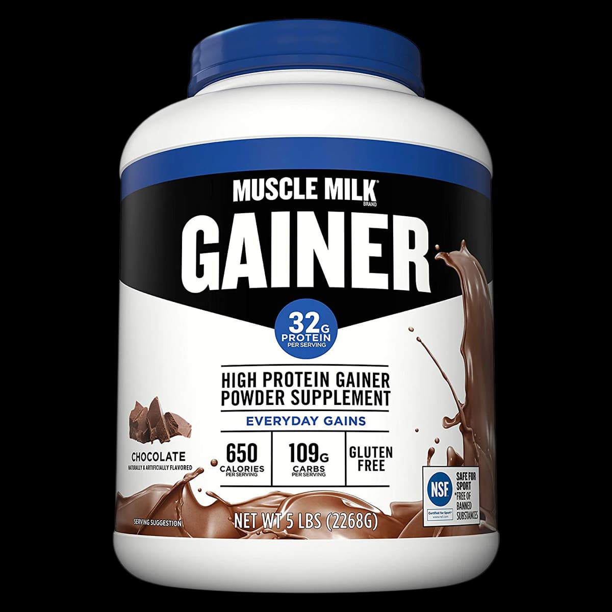 Muscle Milk Gainer Powder, Chocolate, 5 lb Canister (4/Case) - Muscle Milk Gainer Powder 5 Lb - Image 1