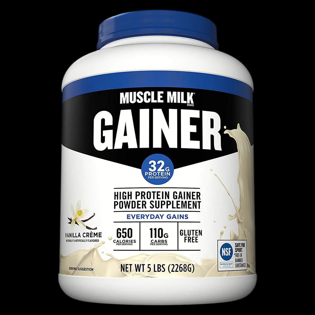 Muscle Milk Gainer Powder, Vanilla, 5 lb Canister, 4/Case - Muscle Milk Gainer Powder 5 Lb - Image 1
