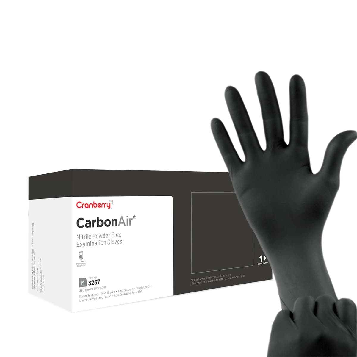 Carbon Air Nitrile Examination Gloves, Powder Free, Non-Sterile, X-Small, Black, 300/Box, CR3265 thumbnail 2