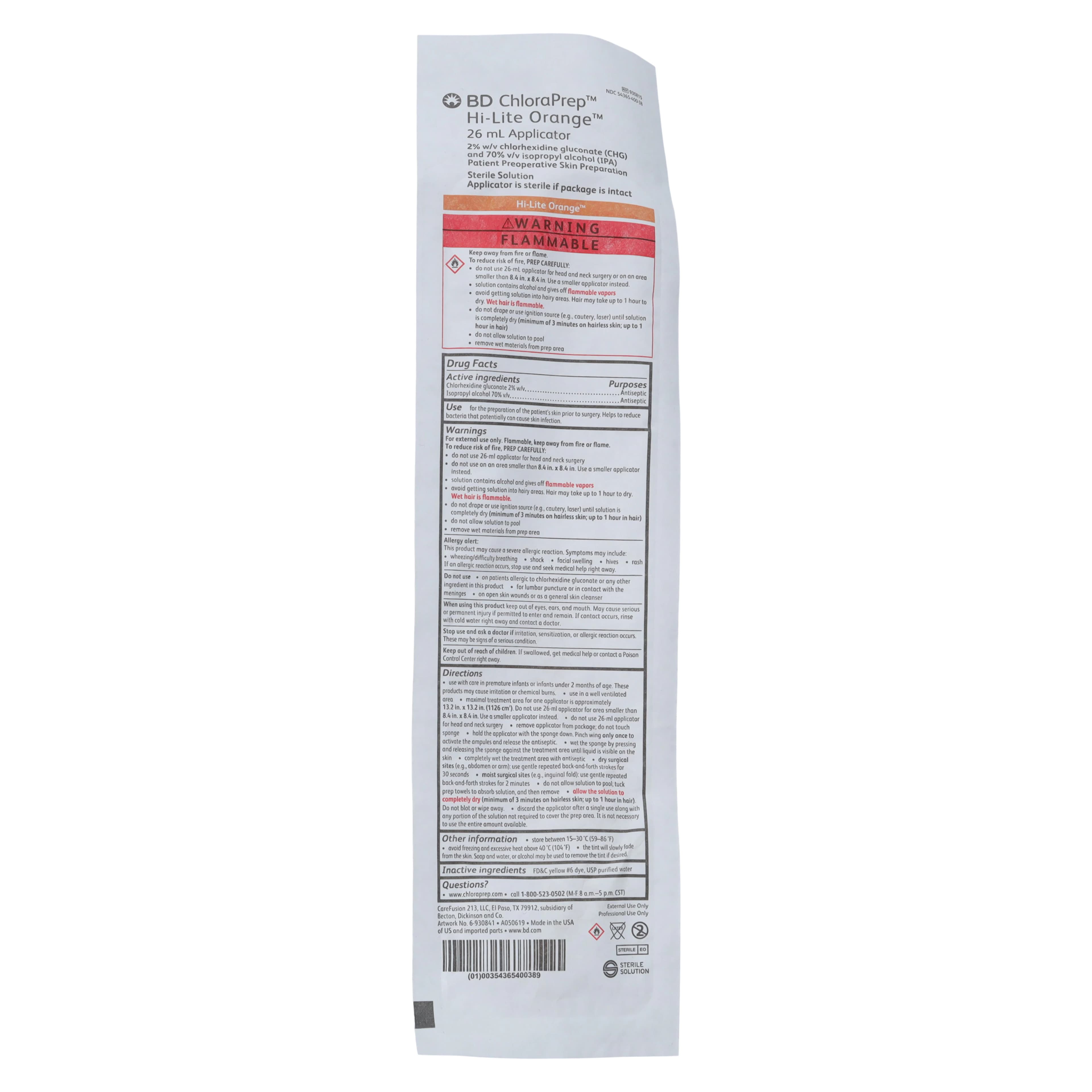 BD ChloraPrep Scrub Prep Applicator Sponge, 26mL, Hi-Lite Orange Tint, Sterile - BD 26mL ChloraPrep Hi-Lite Or - Image 1
