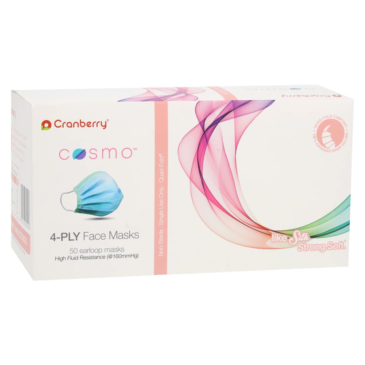 Cranberry Cosmo Procedure Face Mask, ASTM Level 3, 4-Ply, Earloop, Galactic Green, 50/Box, C2700GG thumbnail 4