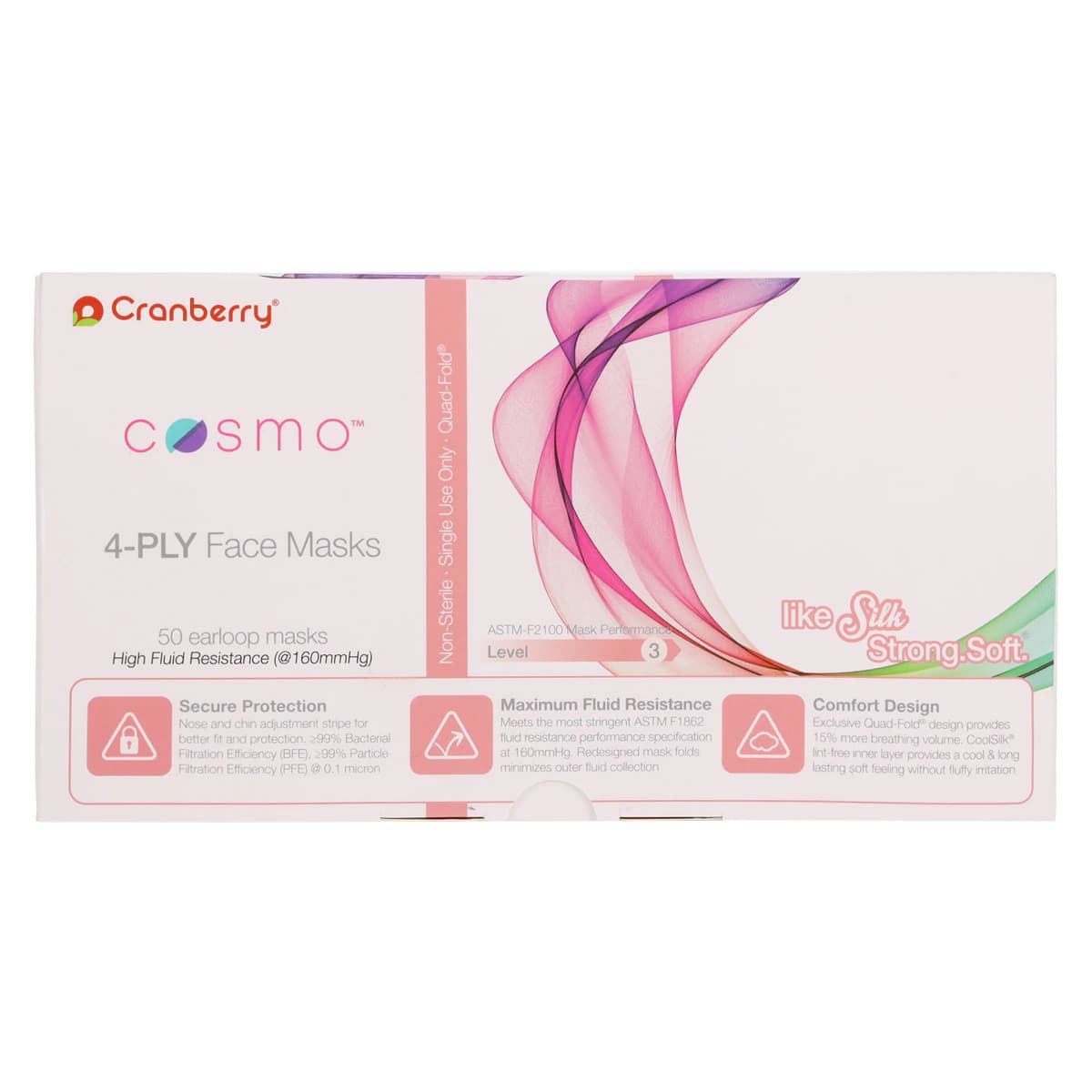 Cranberry Cosmo Procedure Face Mask, ASTM Level 3, Stellar Purple, 50/Box, C2700SP thumbnail 9