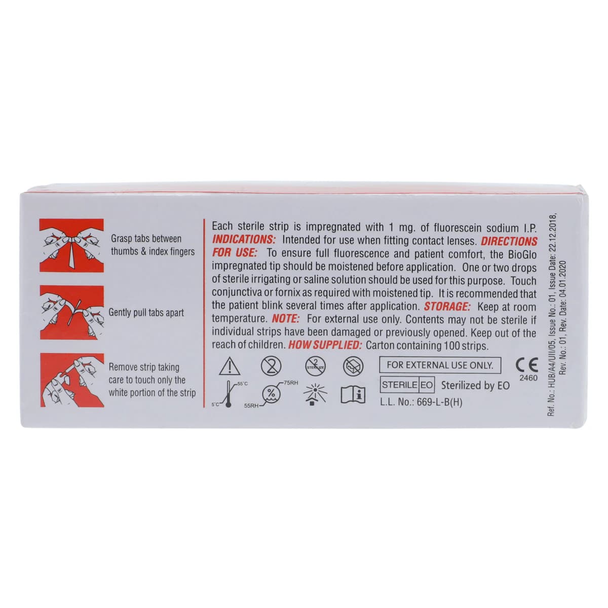 BioGlo Fluorescein Sodium Ophthalmic Strips, 1 mg, Box of 100 thumbnail 4