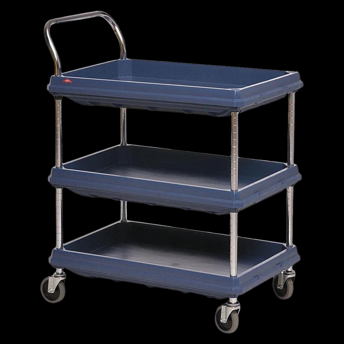 InterMetro Industries Utility Cart, 3 Shelves with Handle, 33.75" x 21.5" x 33.25", 4 Swivel Casters - Cart Utility 3 Shelf w/Handle - Image 1