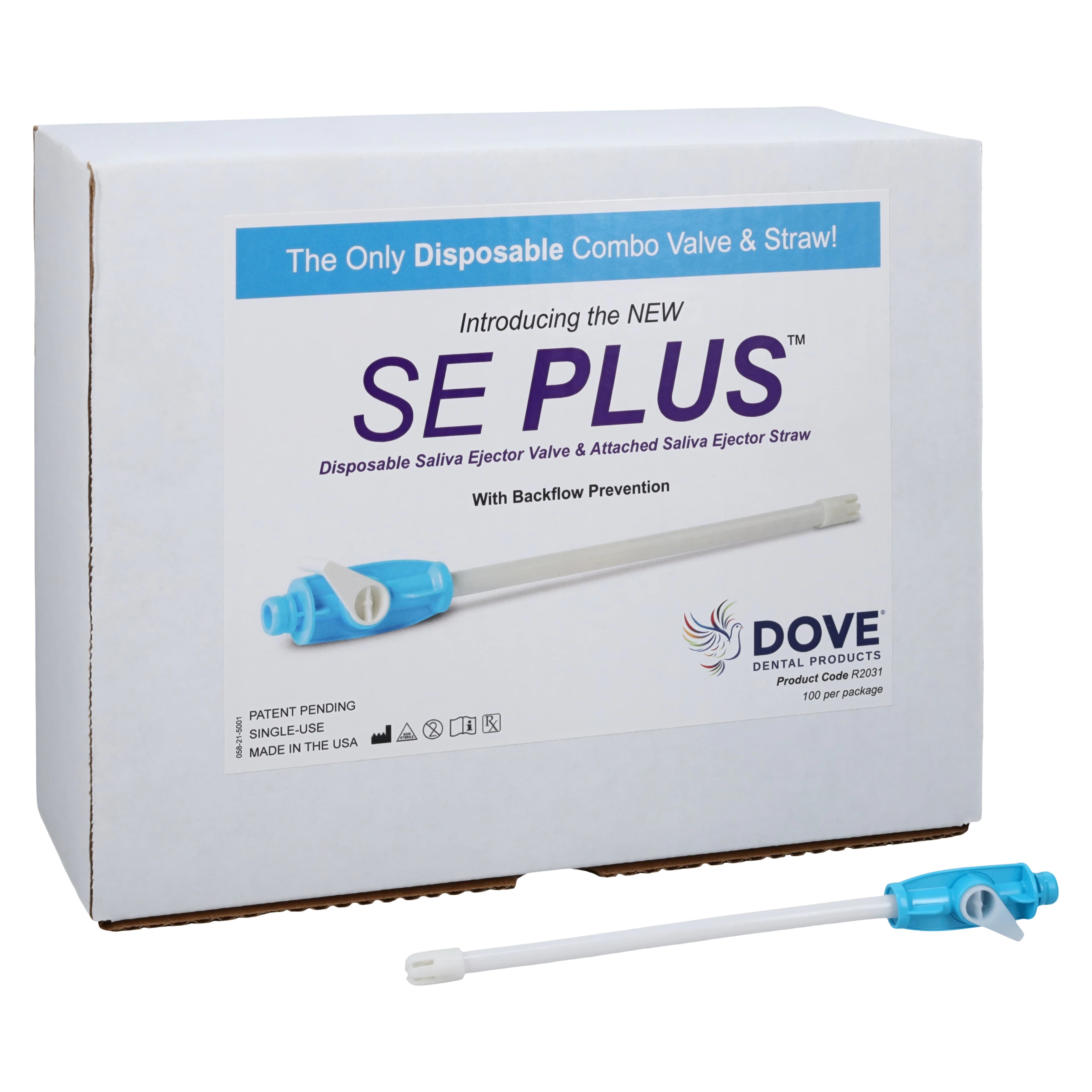 Dove SE Plus Saliva Ejectors with Valve, Disposable, White/Blue Tips, 100/Bag, AS2001-BL thumbnail 6