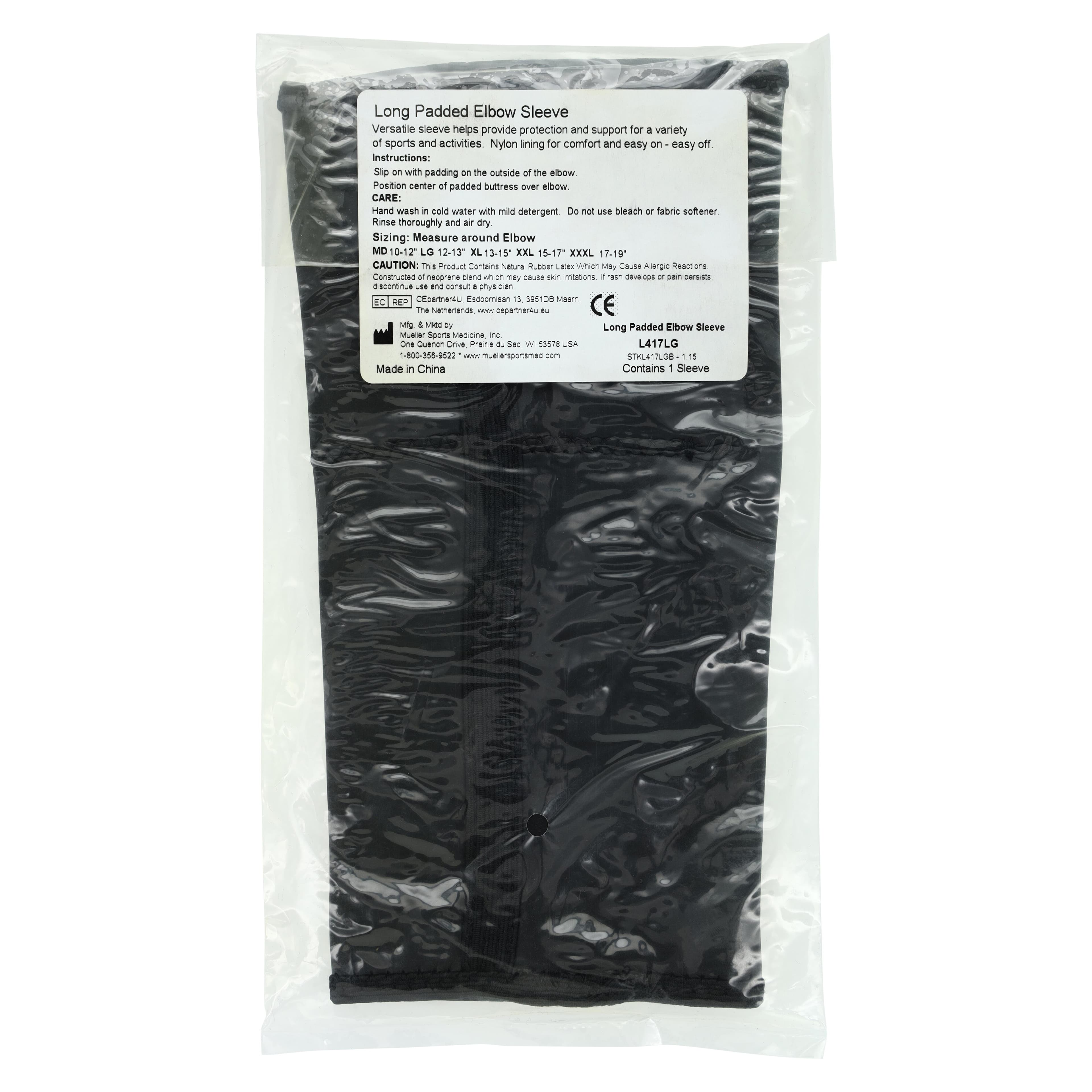 Mueller Sports Medicine Padded Elbow Sleeve, Neoprene, Long, Black, Size Large, 7" thumbnail 6