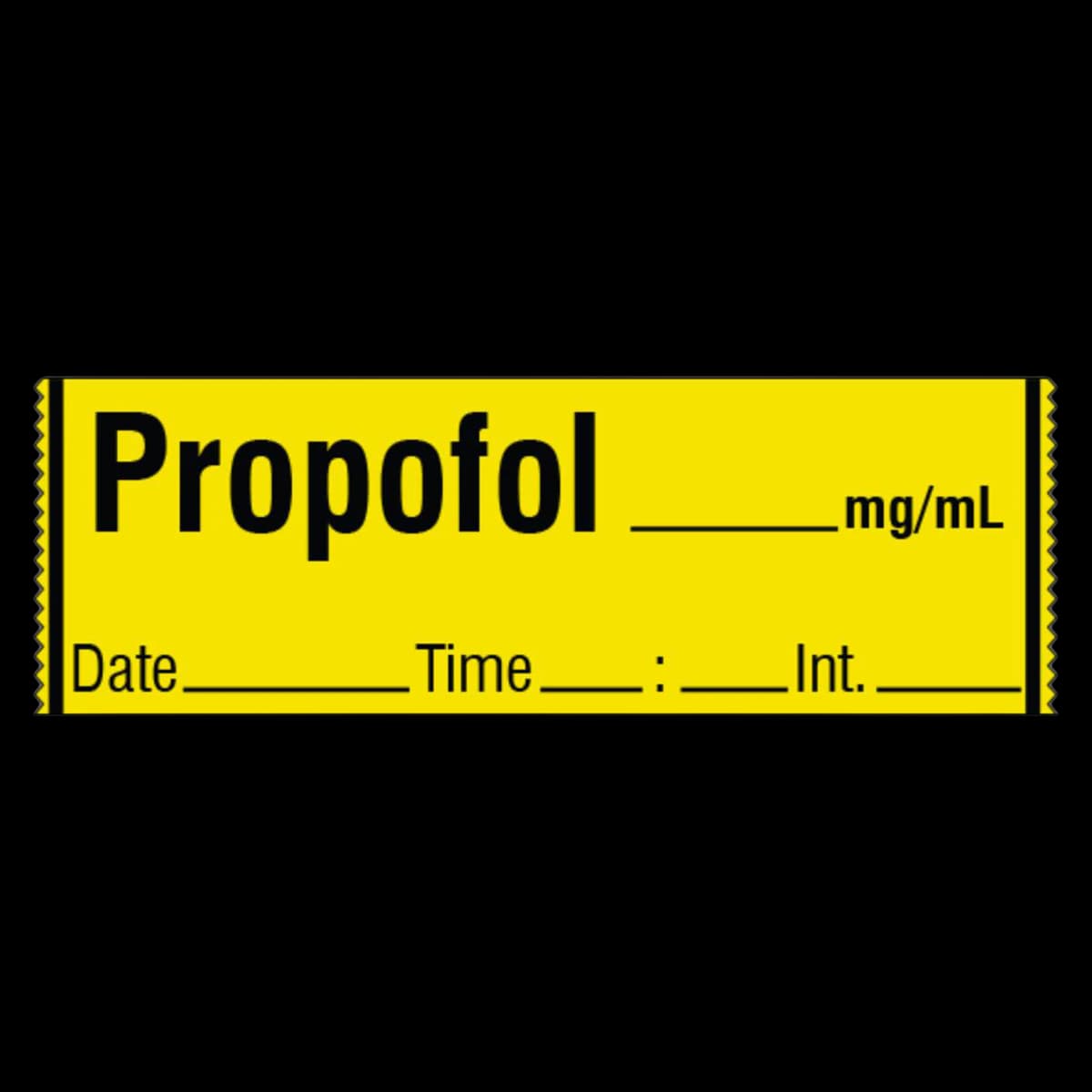Shamrock Dental Propofol Drug Label Tape, Yellow/Black, 1/2" x 500", 1 Roll - Tape Label DrgPropofol f/SyrID - Image 1