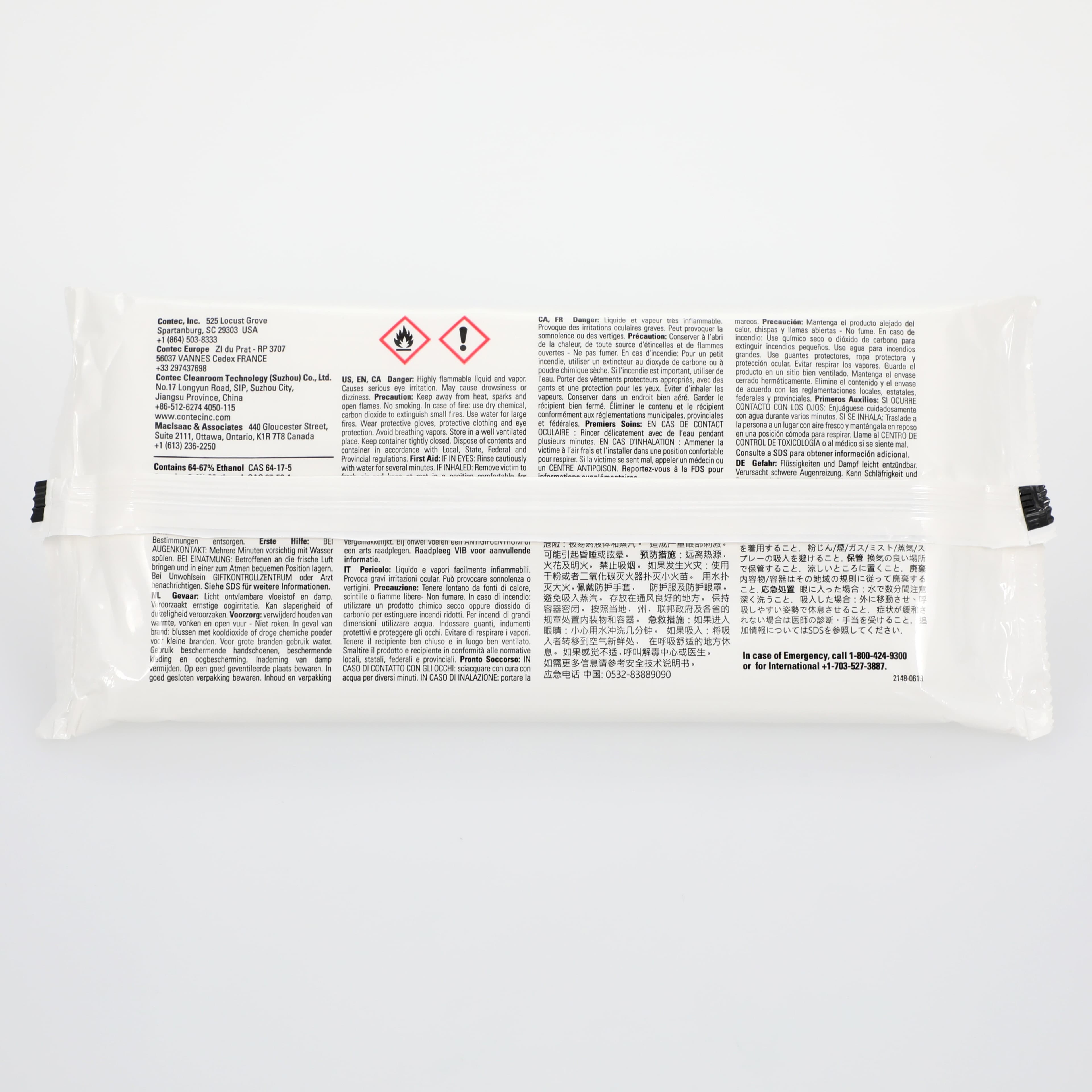 Contec Prosat Presaturated Chlorhexidine Sterile Wipes, 9 in x 11 in, 30/Pouch thumbnail 2