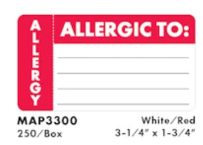 Arden Label Inc Chart Label-Allergy, 250/Roll - Chart Label-Allergy - Image 1