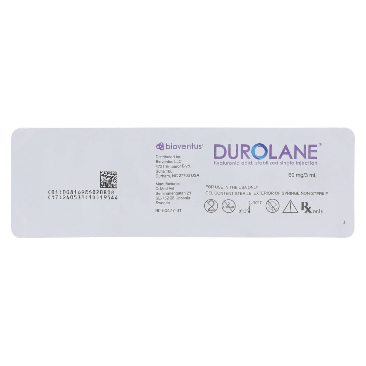 Durolane (Sodium Hyaluronate) Injection 20 mg/mL, Prefilled Syringe, 3 mL Each thumbnail 5