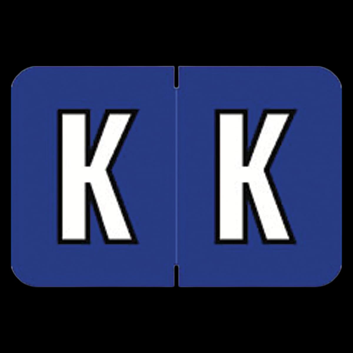 Colwell Compatible "K" Label, Dark Blue, Alphabetic, 1" H x 1-1/2" W, 225/Pack - Colwell Compatible "K" Label - Image 1