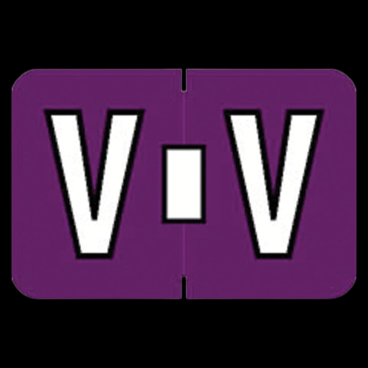Colwell Compatible "V" Label, Purple, Alphabetic, 1" H x 1.5" W, 225/Box - Colwell Compatible "V" Label - Image 1