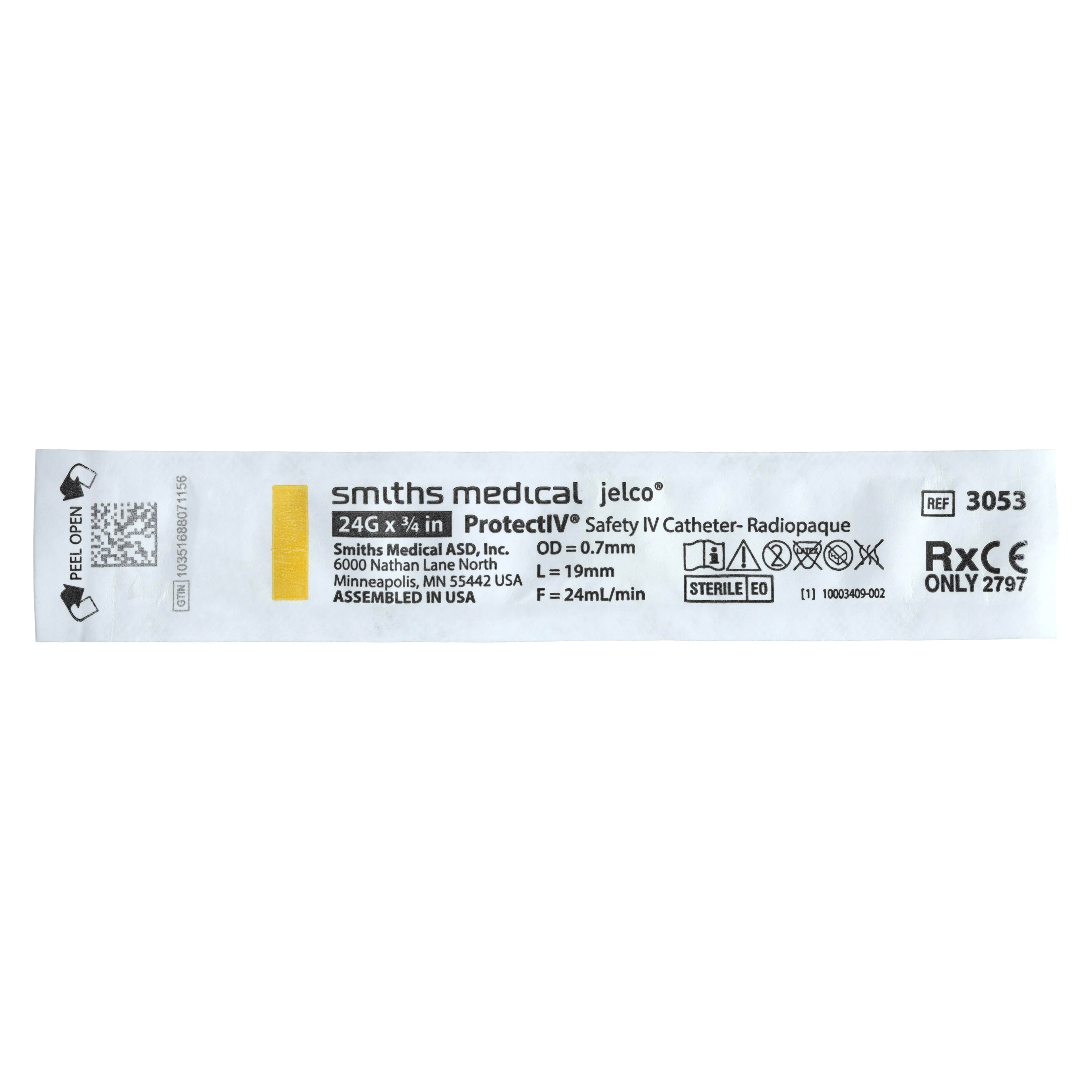ICU Medical Protectiv IV Catheter, 24 Gauge, 3/4", Sterile, Yellow, Safety, Radiopaque, 50/Box thumbnail 2