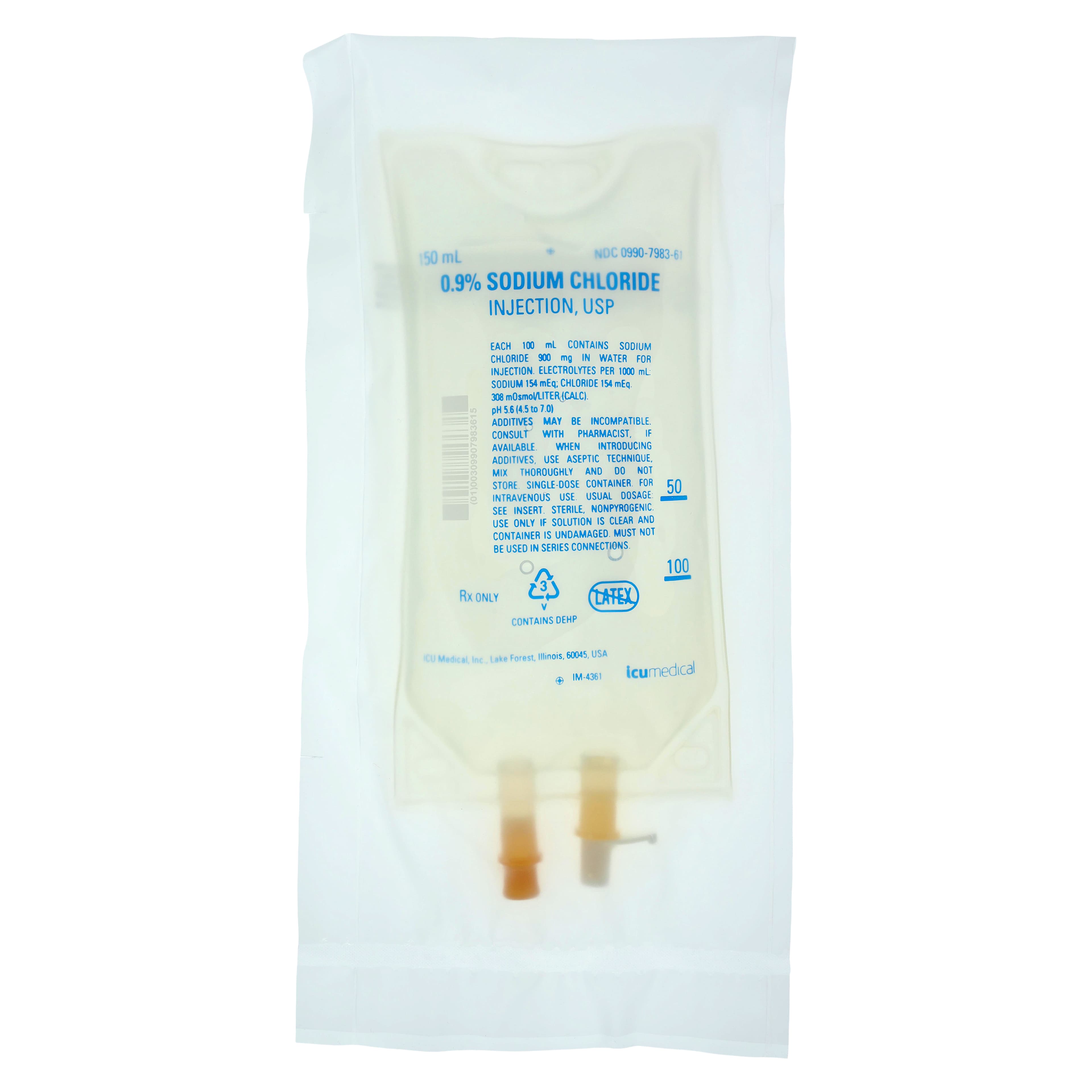 Sodium Chloride 0.9% Injection Bag, 150 mL, DEHP-Free, 32/Case - Sodium Chloride 0.9% Inj Bag - Image 1