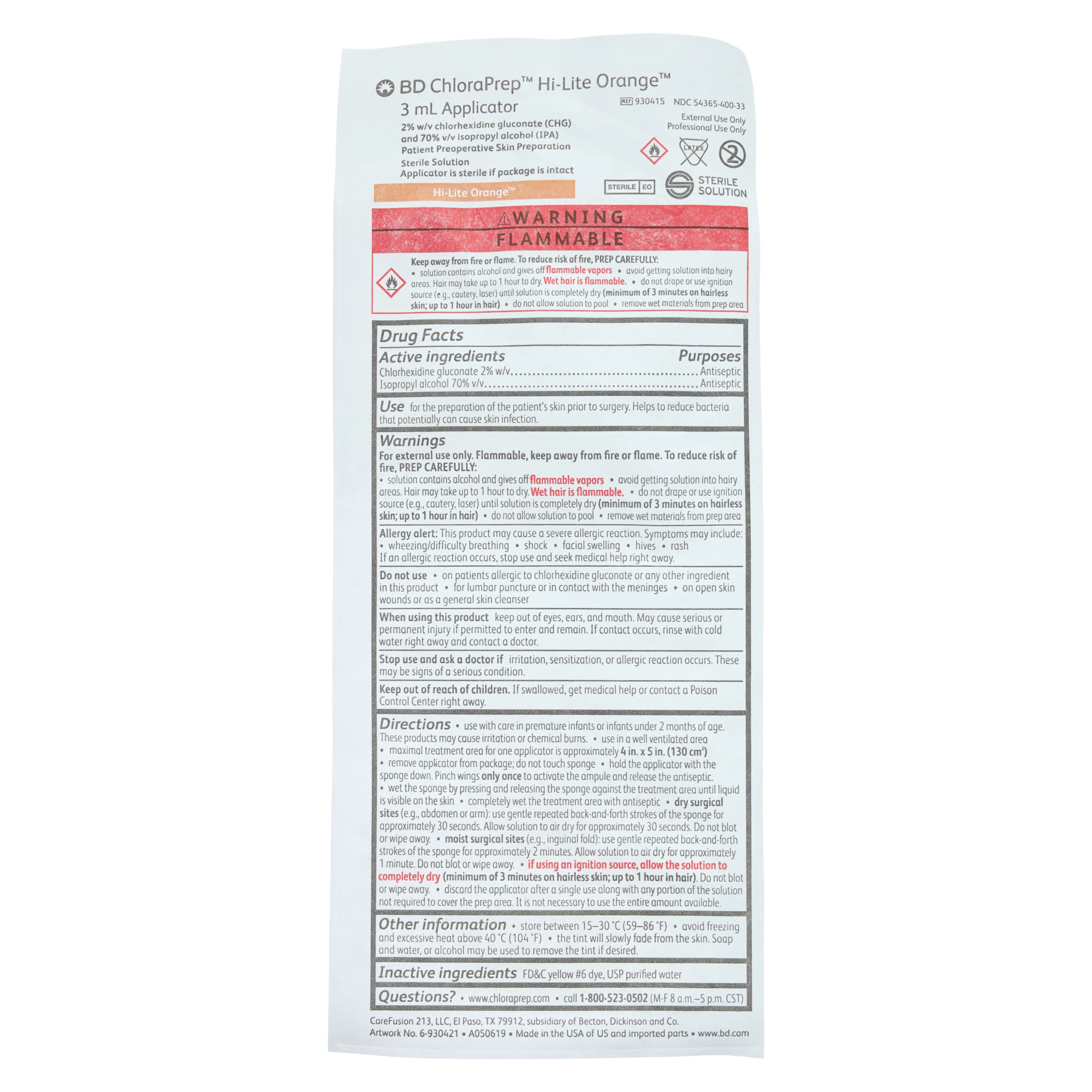 BD ChloraPrep Hi-Lite Applicator Sponge, 3mL, Orange Tint, Sterile thumbnail 4